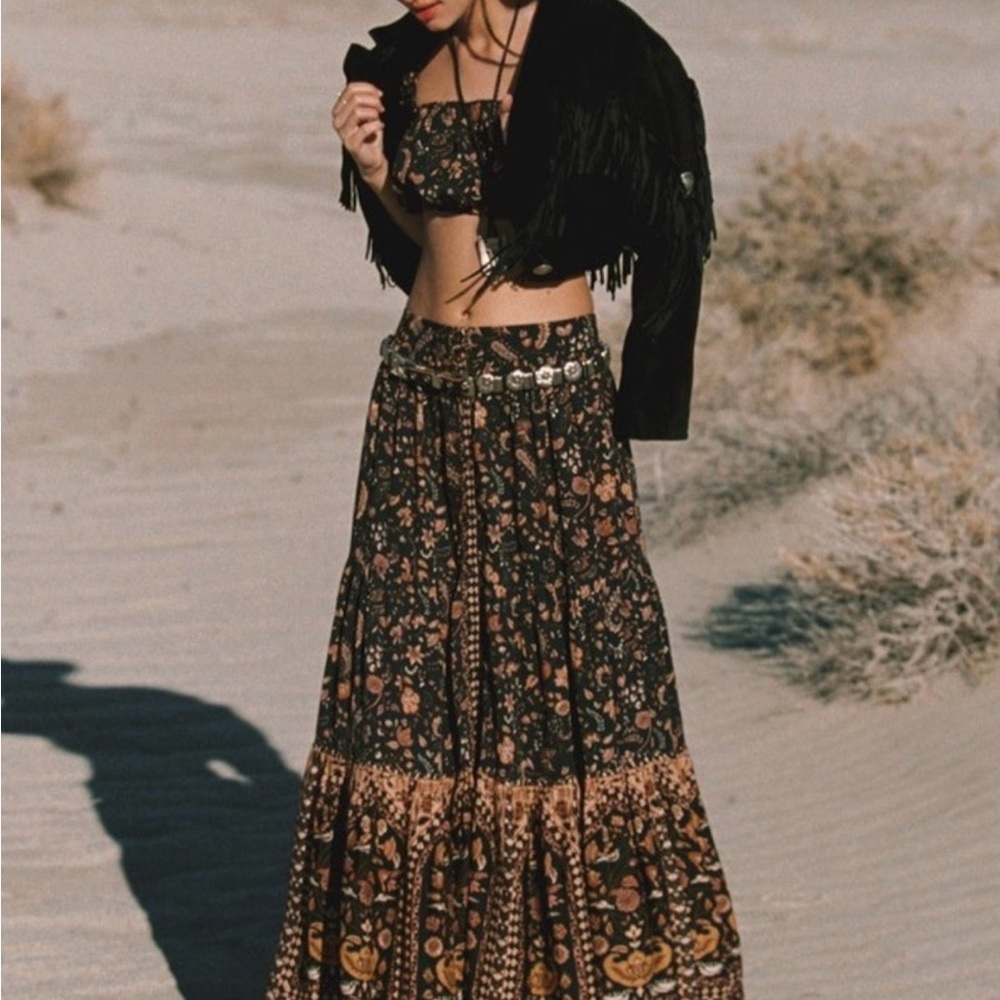 Arnhem Black and Brown Floral Maxi Skirt